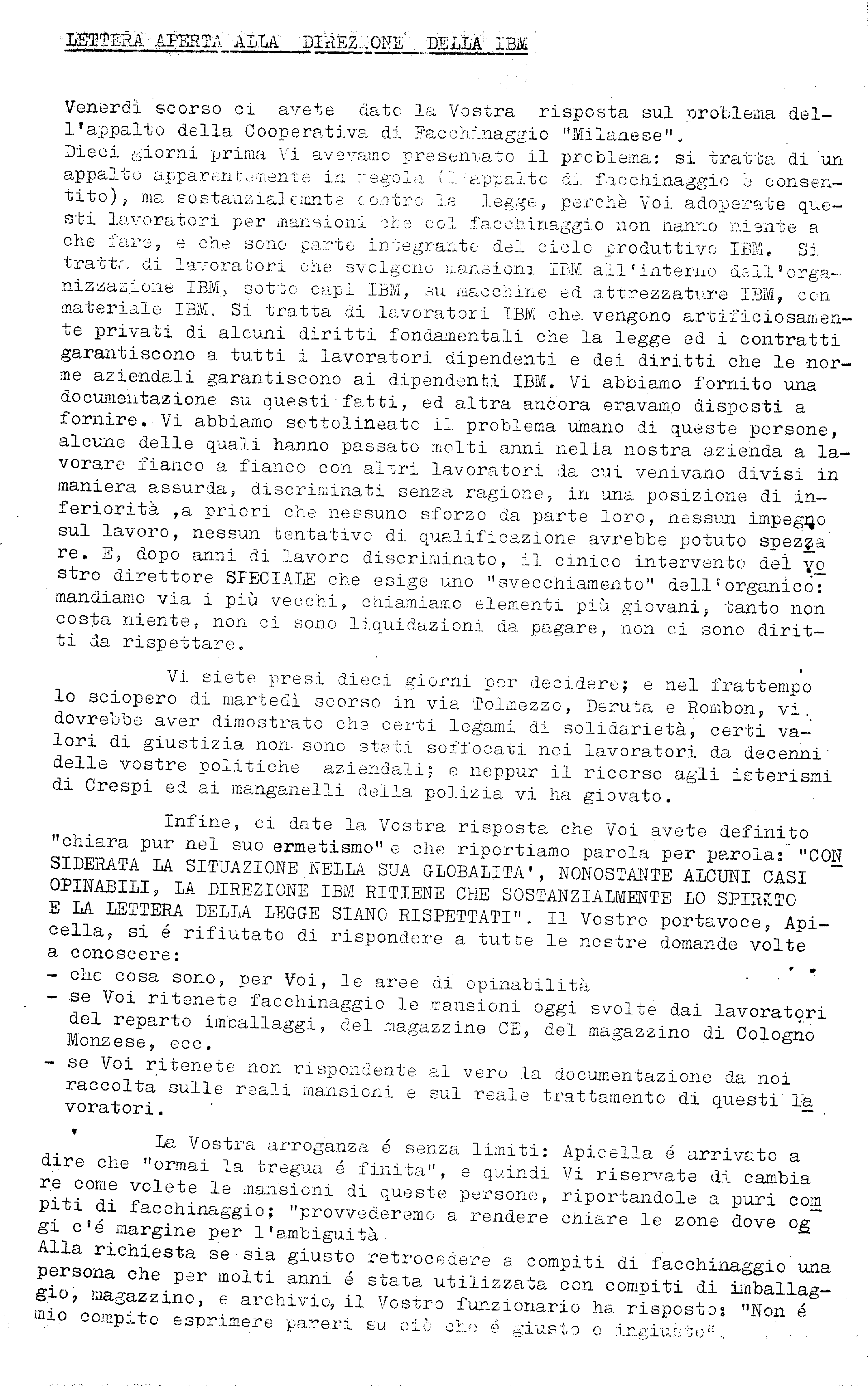 Appalti in IBM 01/10/1973