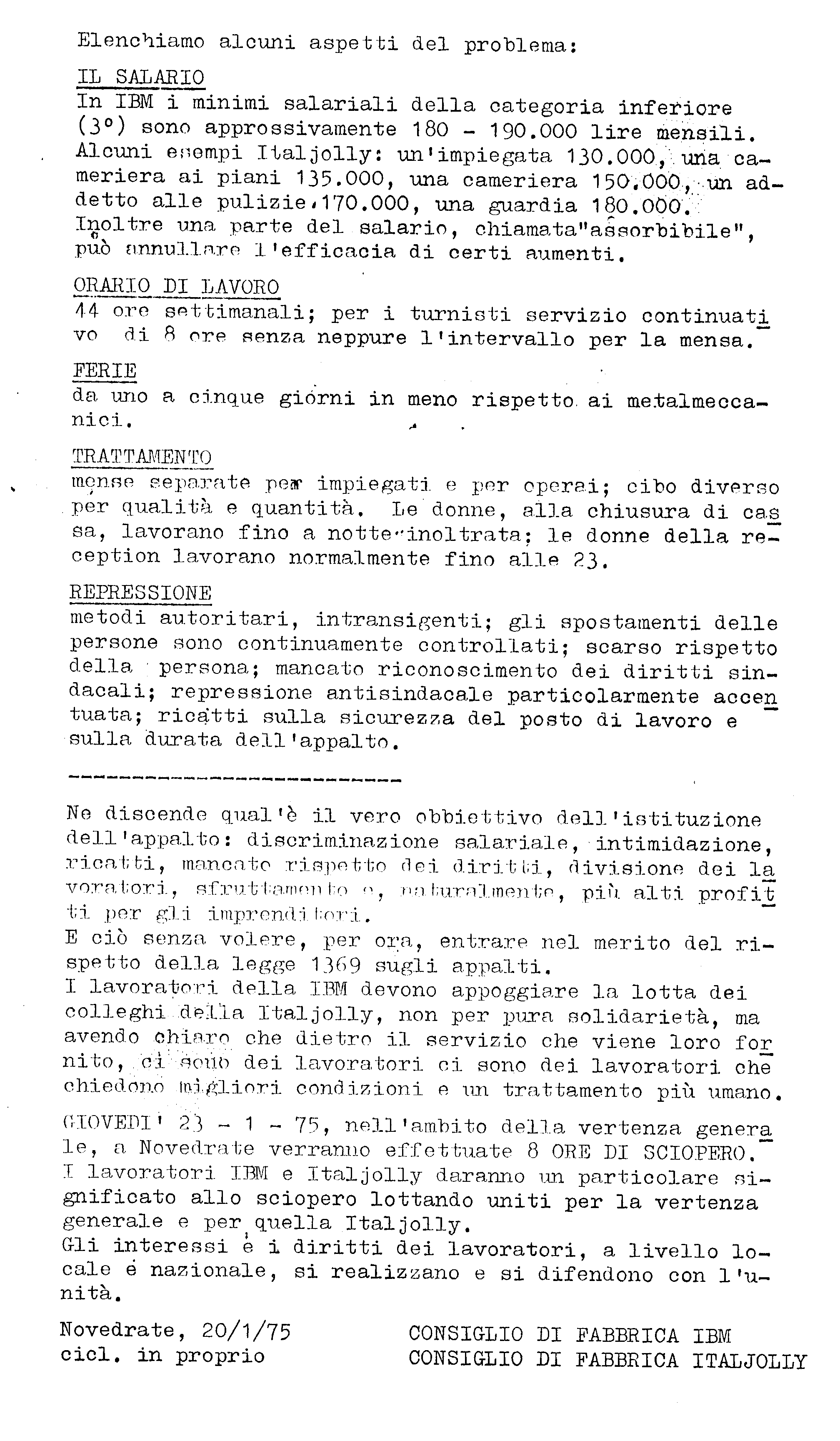 Appalti in IBM 20/01/1975
